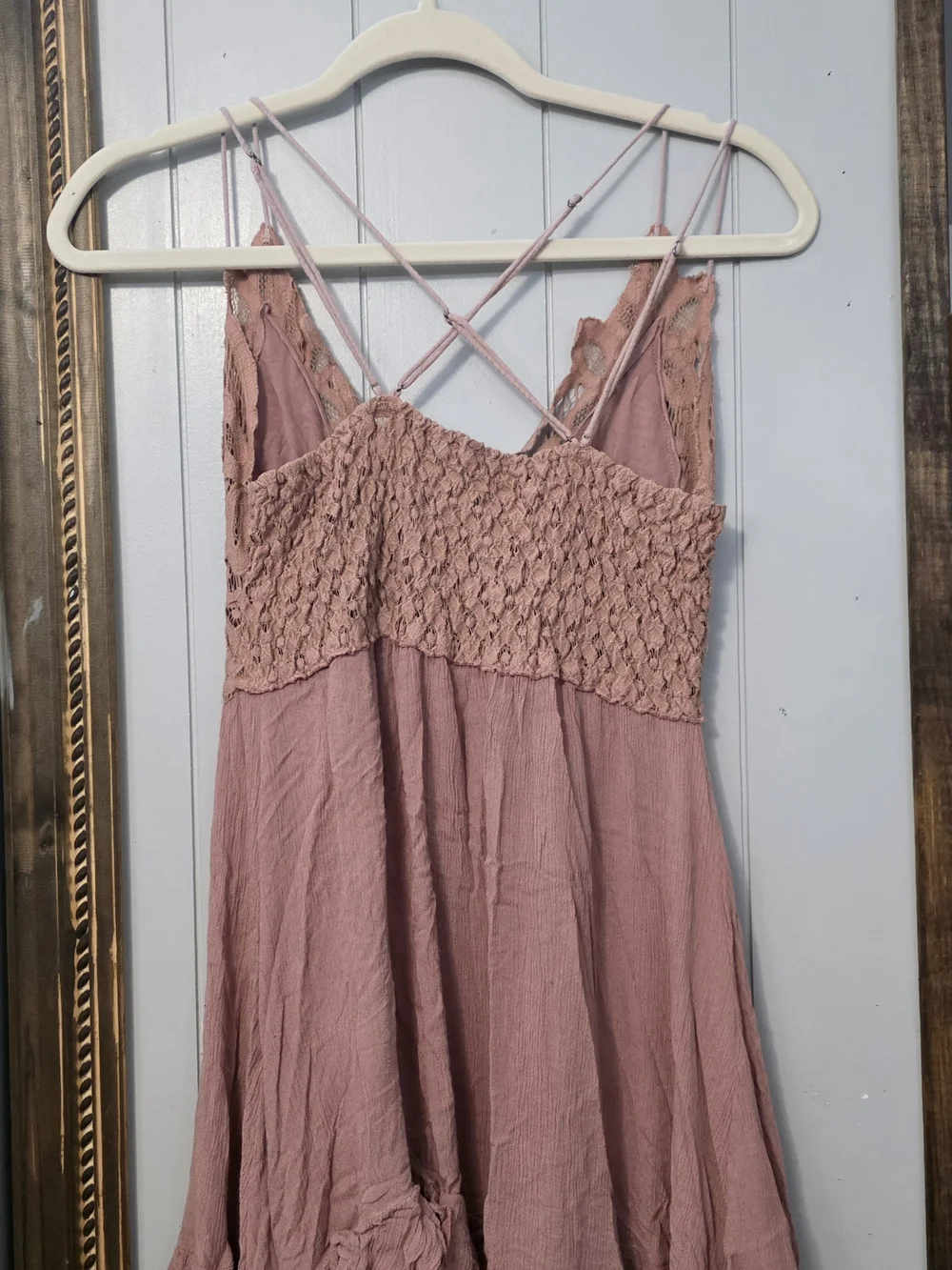 Free People Rose Mauve Lace-Top Mini Dress